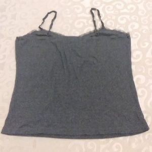 New york & Co grey camisole w/ lace and bead trim